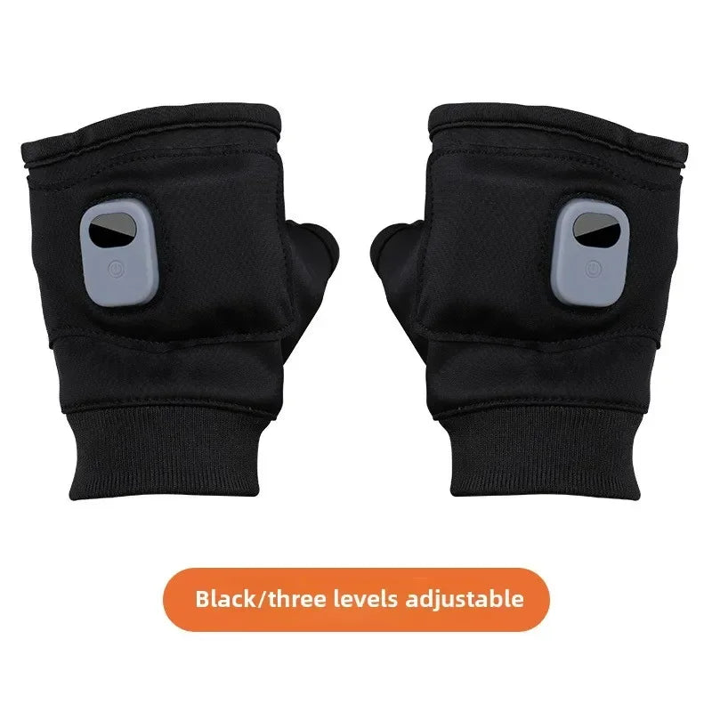 Rechargeable Heated Gloves 360 Degree Thermal Heated Windproof Warm Fingerless for Outdoor Hiking Cycling Winter Sports