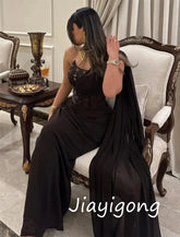 Customized Exquisite Jersey Sequined Pleat A-line One-shoulder Long Dresses Bespoke Occasion High Quality Beauty hair & fashionfj