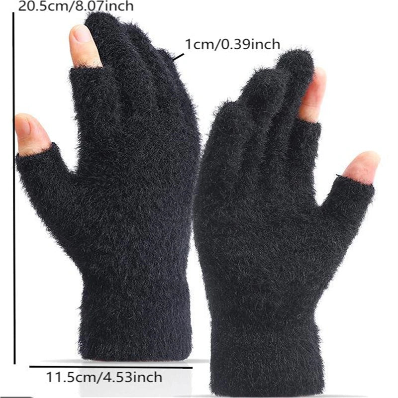 Winter Warmth Fingerless Gloves Mink Fur Knitted Gloves Sliding Screen Outdoors Warmth Cold-proof Mittens for Men and Women