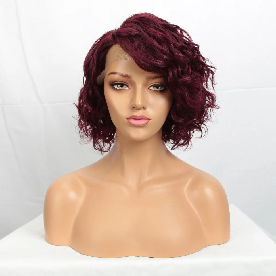 Brazilian Short Curly Bob Human Hair Wigs For Women Water Wave transparent Lace Front Wig Highlight Honey Blonde Colored Wigs