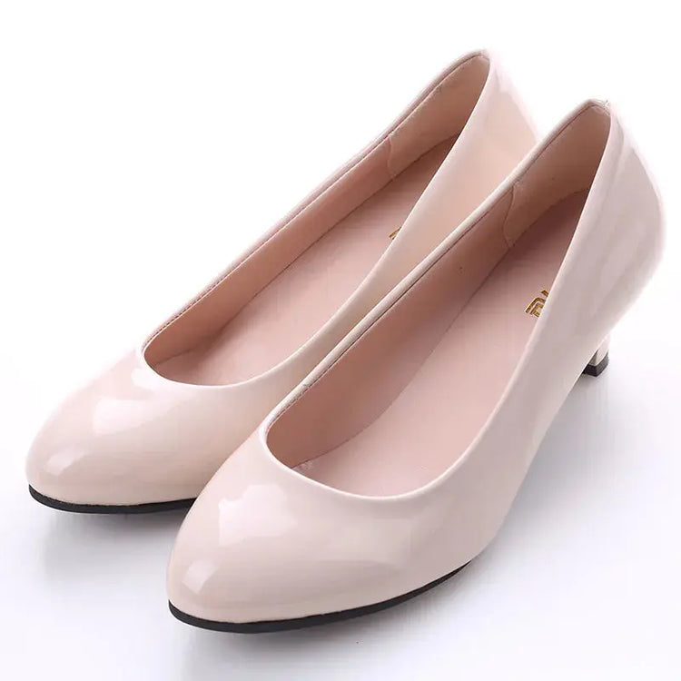 Shoes Ladies Pumps Medium Heel Nude Sexy High Heels Weeding Shoes Women Office Work White Pumps Party Shoes Beauty hair & fashionfj