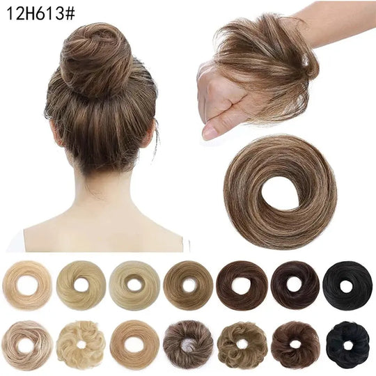 Short Ponytail Bun Hair Extensions Tousled Updo Bun Hairpieces With Elastic Rubber Band Hair Accessories Beauty hair & fashionfj