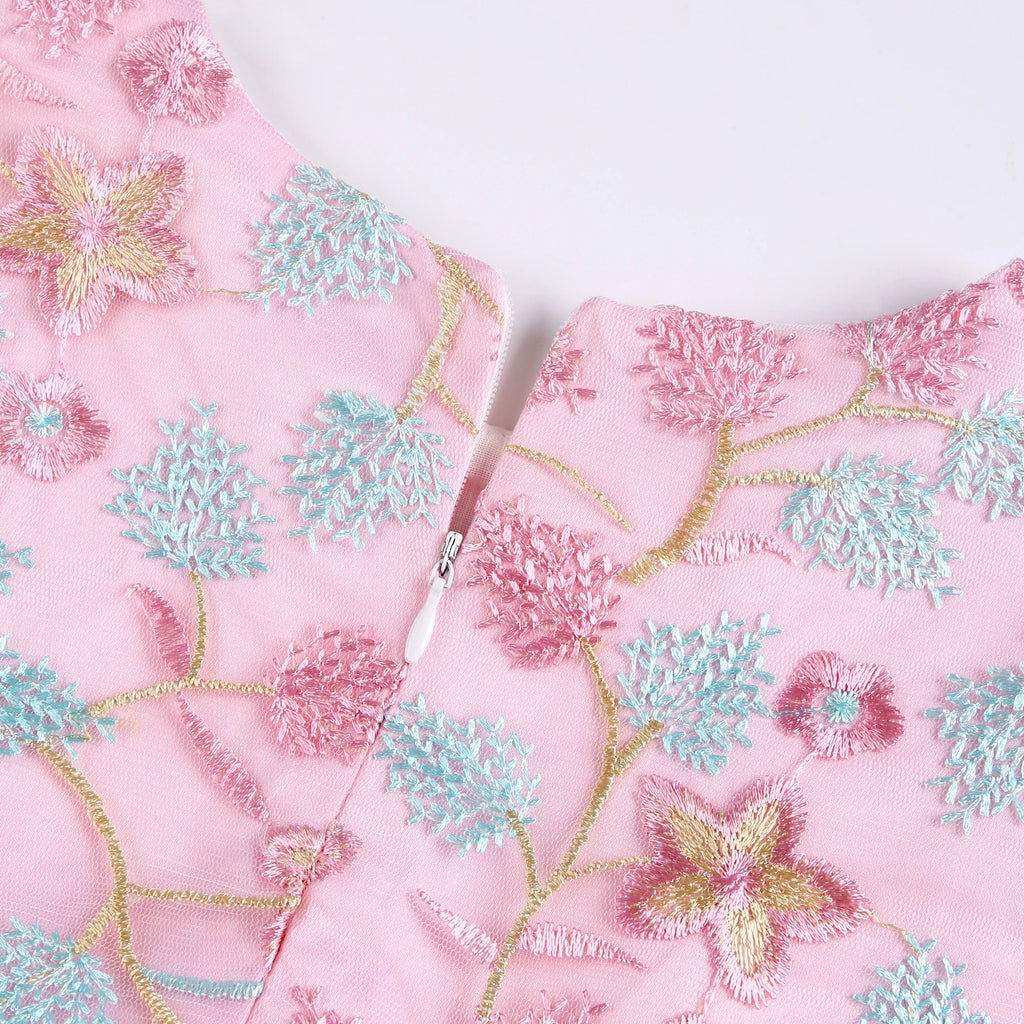 European and American embroidery dress dress girl's party lace princess dress flower child net gauze Pengpeng dress Beauty hair & fashionfj