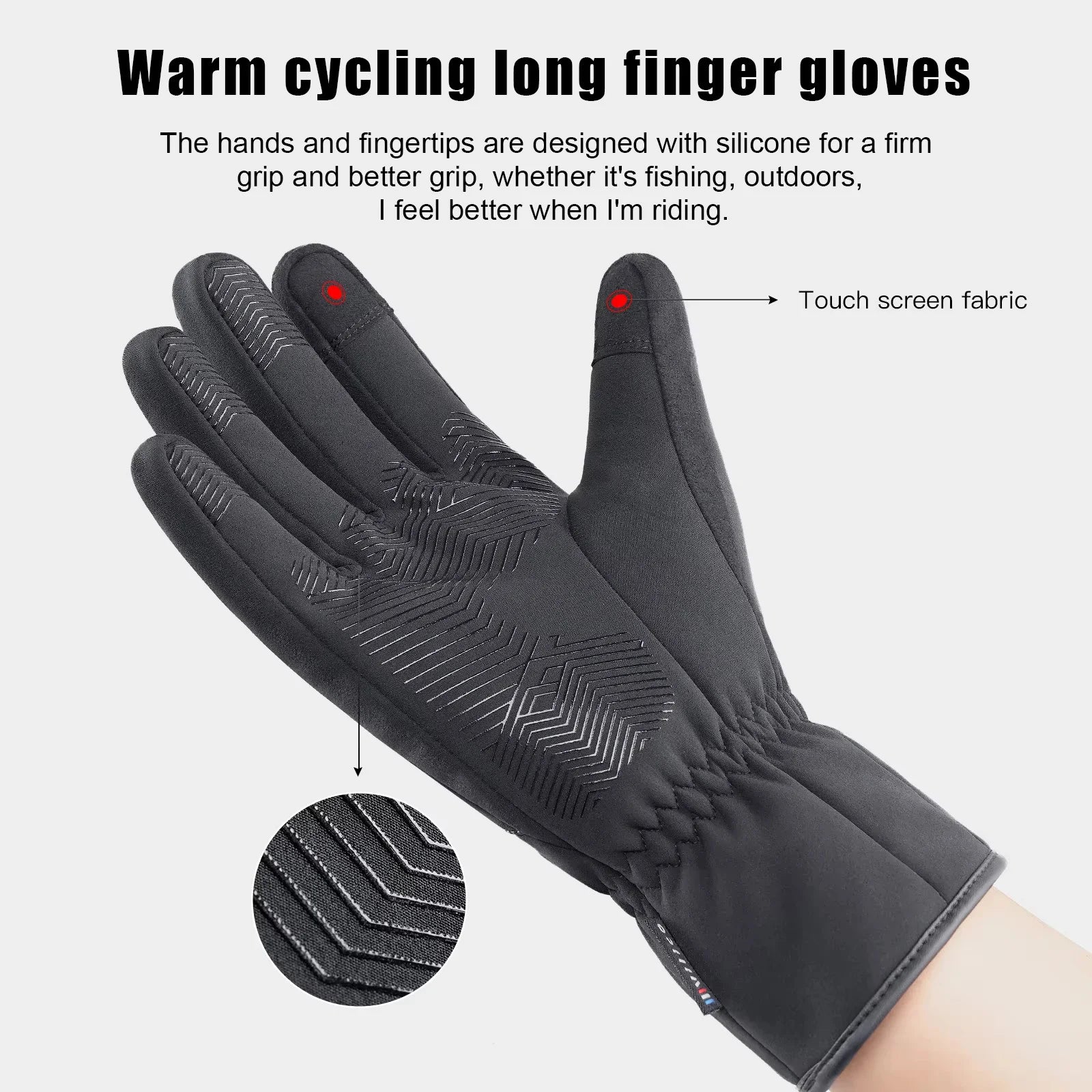 Autumn Winter Outdoor Cycling Gloves for Men Women Touchscreen Thermal Windproof Waterproof Anti-Slip Skiing Hiking Sports Glove