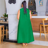 Elegant Dresses for Woman 2025 New O Neck Sleeveless Floral Decorate Straight Ankle Length Fashion Ladies Birthday Party Dress Beauty hair & fashionfj