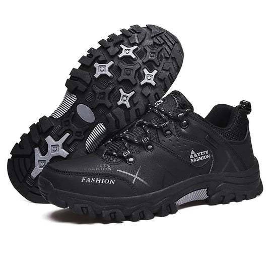Shoes for Men 2025 New Men Sneakers Leather Waterproof Mountaineering Camping Hiking Shoes Thick Sole Comfortable Running Shoes