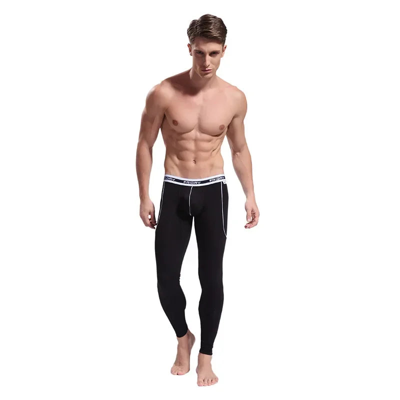 Autumn/Winter Warm Long Pants Men's Thermal Underwear Bottoms Thin Breathable Soft Slim Fit Elasticity Bulge Pouch Legging Basic