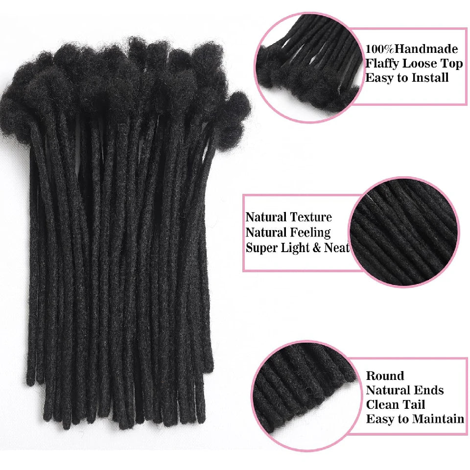Afro Fully Handmade Permanent Loc Extensions Human Hair 0.8cm Boho Braids Dreadlock Extension Human Hair For Women 10-40 Strands Beauty hair & fashionfj
