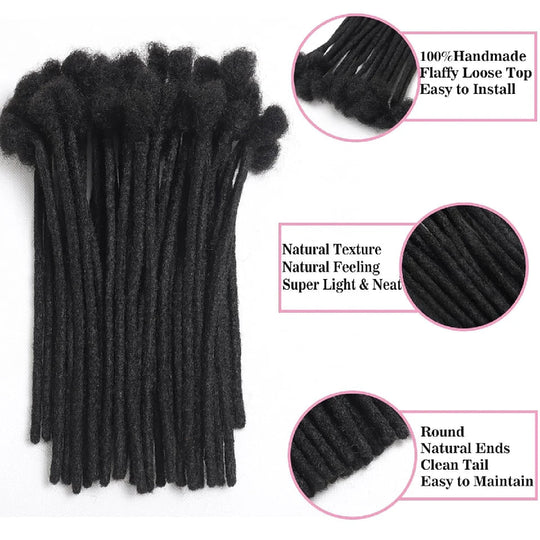 Afro Fully Handmade Permanent Loc Extensions Human Hair 0.8cm Boho Braids Dreadlock Extension Human Hair For Women 10-40 Strands Beauty hair & fashionfj