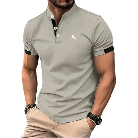 Men Clothes Spring Summer Casual Fashion Short Sleeve Stand Collar Polo Shirt Logo Print Men Clothes Slim Fit Polo Shirt Beauty hair & fashionfj