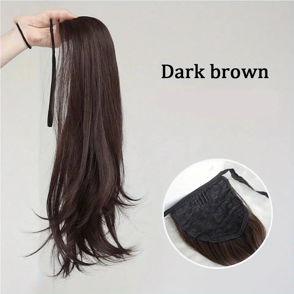 Elegant Women's Straight Hair Ponytail Extensions Long Stylish Synthetic Hair for Daily Use Easy Drawstring Attachment Beauty hair & fashionfj