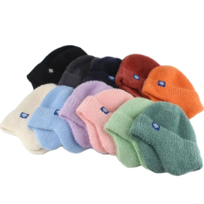 Soft Warm Winter Hats For Women Faux Fur Knitted Hat Outdoor Ears Protection Plush Beanie Bonnet Fashion Street Hip Hop Cap