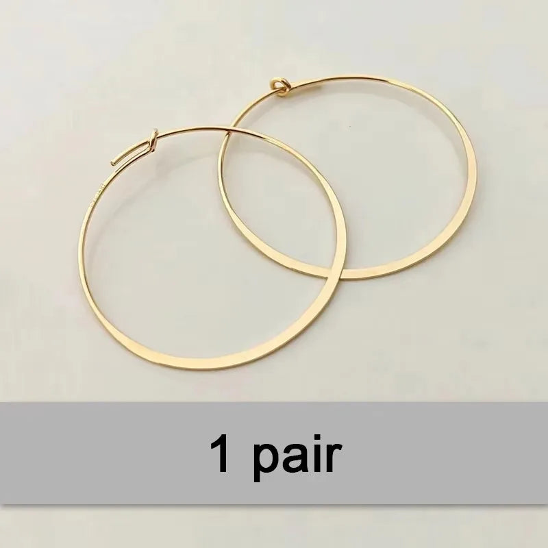 14K Gold Filled Flattened Wire Hoop Earrings Gold Jewelry Gold Hoop Earrings Brincos Pendientes Oorbellen Boho Women Earrings