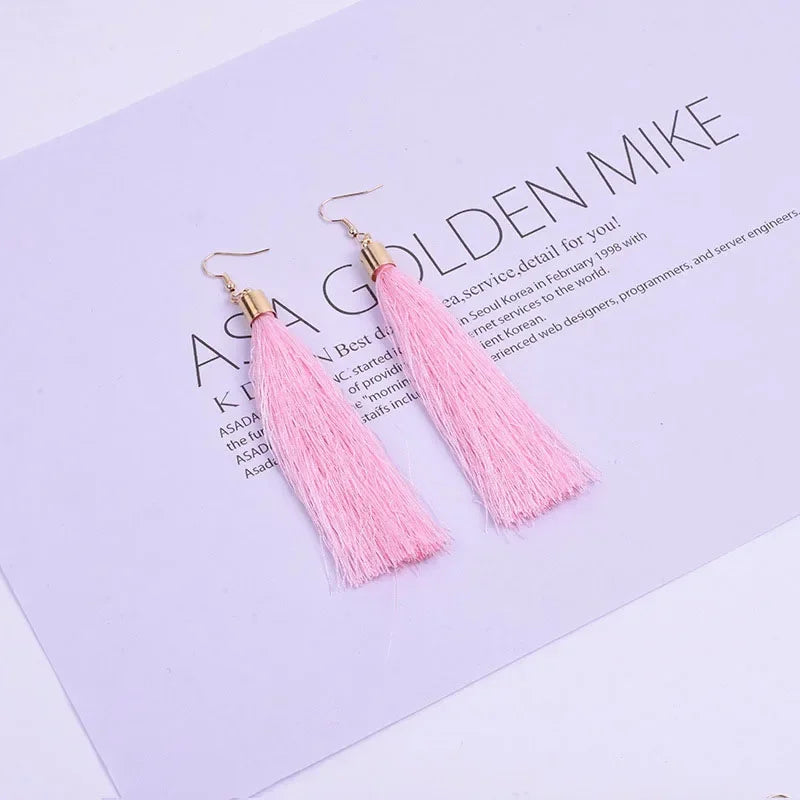 FSUNION 2025 New Fashion Vintage Tassel Earrings Women  Brand Jewelry Geometric Gold Color Simple Dangle Drop
