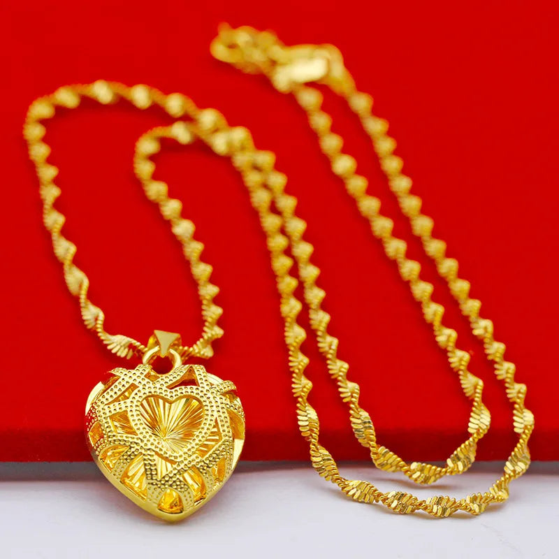 9999 24K REAL gold necklace women's real gold necklace pendant gold necklace women's jewelry fashion hundred items Beauty hair & fashionfj