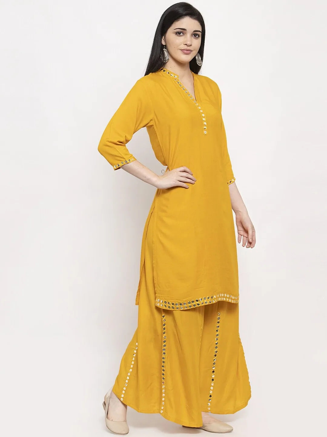 Indian Saree Long Cotton Silk Yellow Ethnic Style Thin Breathable Top Pants Scarf Indian Sari Traditional Indian Clothing Set Beauty hair & fashionfj