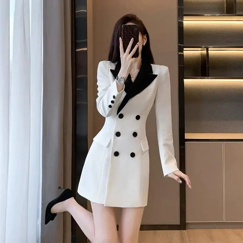 Long-sleeved Waisted Suit Dress for Women in Spring New Commuting High-end Temperament Professional Slim Skirt Beauty hair & fashionfj