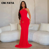 CM.YAYA Women Sleeveless Cross V-neck Ruched Stacked Midi Maxi Long Bodycon Dress 2025 Holiday Birthday Party Evening Dresses Beauty hair & fashionfj