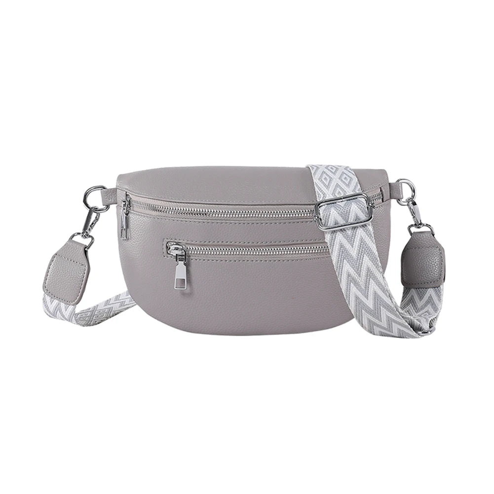 Women Stylish Crossbody Bag with Wide Strap Fashion Sling Bag Multi-pocket Coin Phone Purse Travel Outdoor Bag