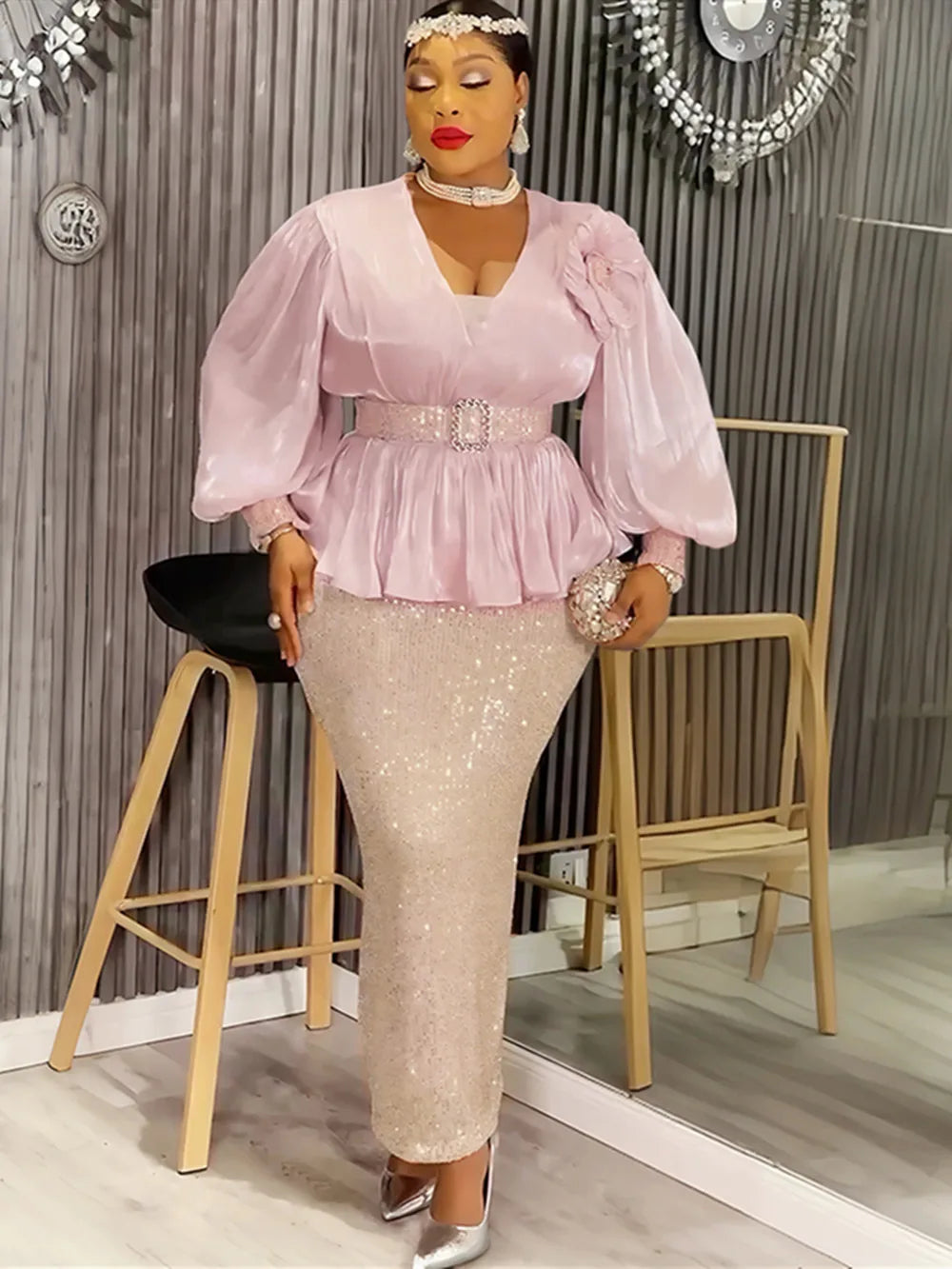 Plus Size African Party Long Dresses for Women 2025 New Dashiki Ankara Sequin Evening Gowns Turkey Outfits Robe Africa Clothing