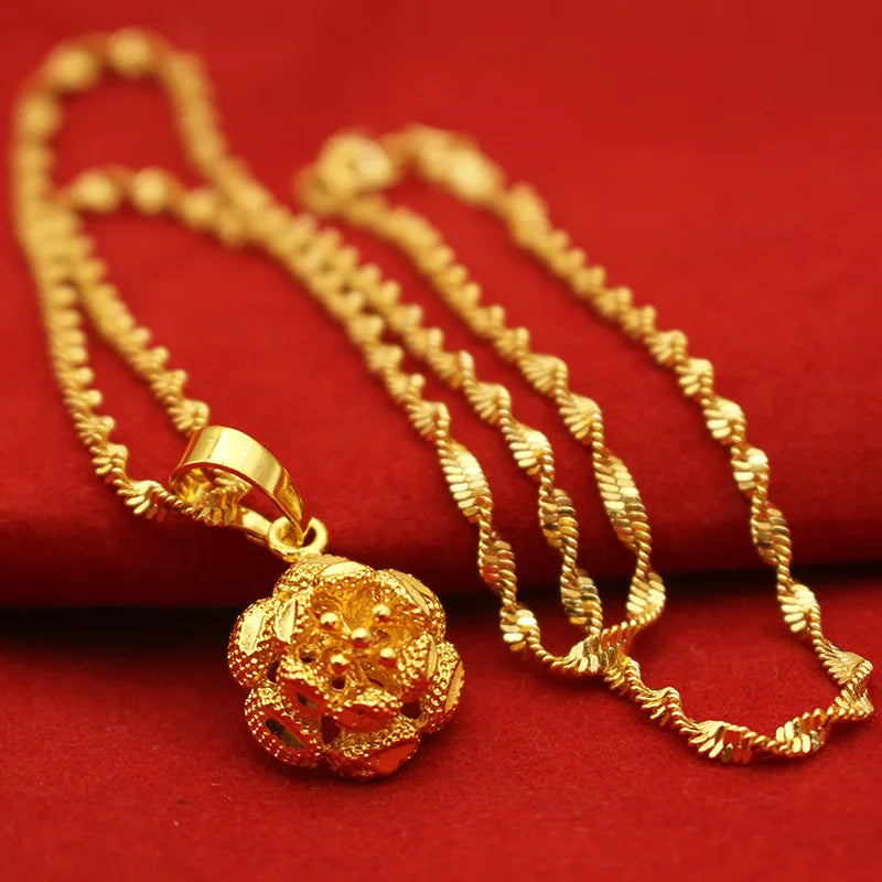 9999 24K REAL gold necklace women's real gold necklace pendant gold necklace women's jewelry fashion hundred items Beauty hair & fashionfj