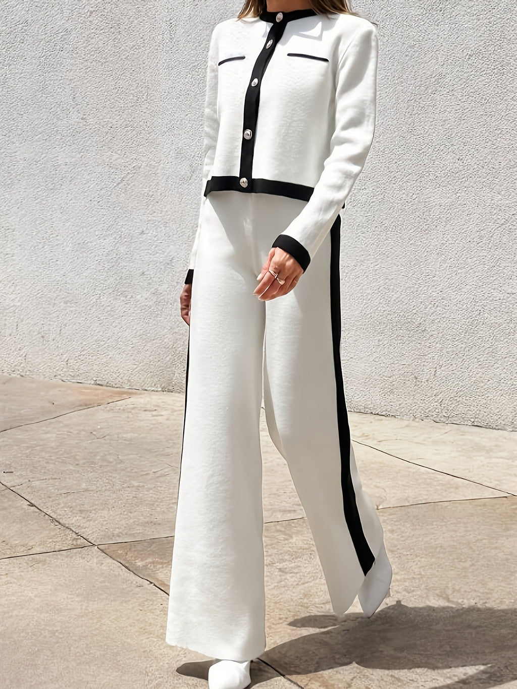 New Elegant Style Round Neck Long-sleeve Suit Beauty hair & fashionfj