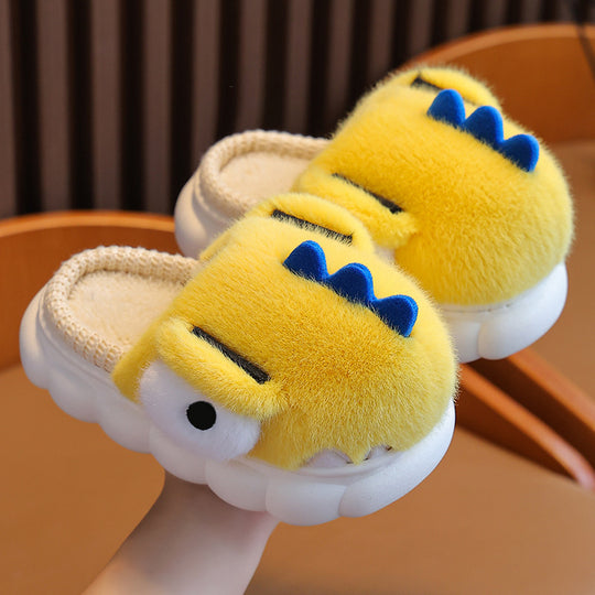 Children's Cotton Slippers Boys Dinosaur Warm With Velvet