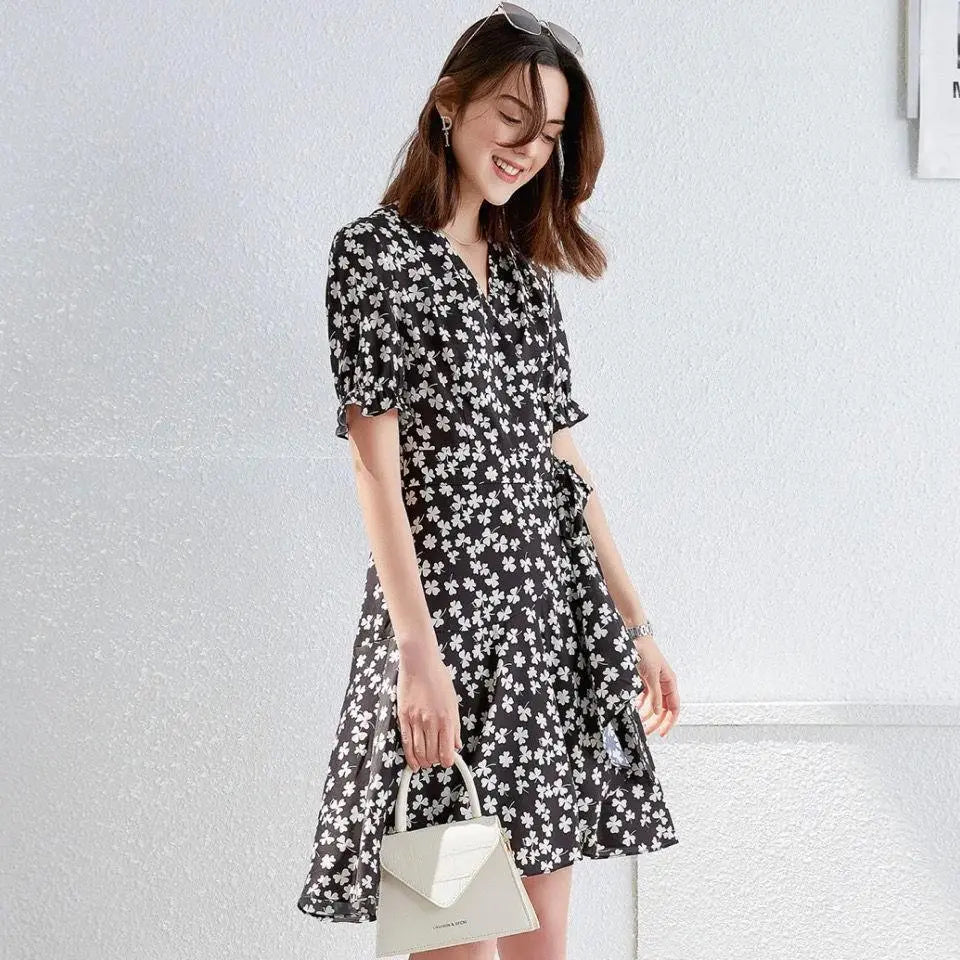 Summer New French Super Fairy Red Fairy Belly-covering Midi Dress Beauty hair & fashionfj