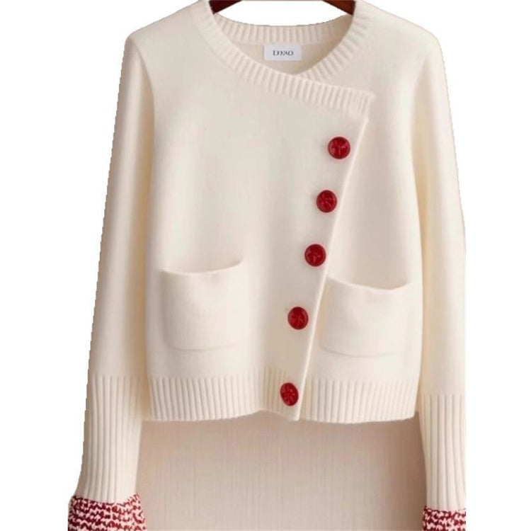 White Knitted Fabric Cardigan Sweater For Women Beauty hair & fashionfj