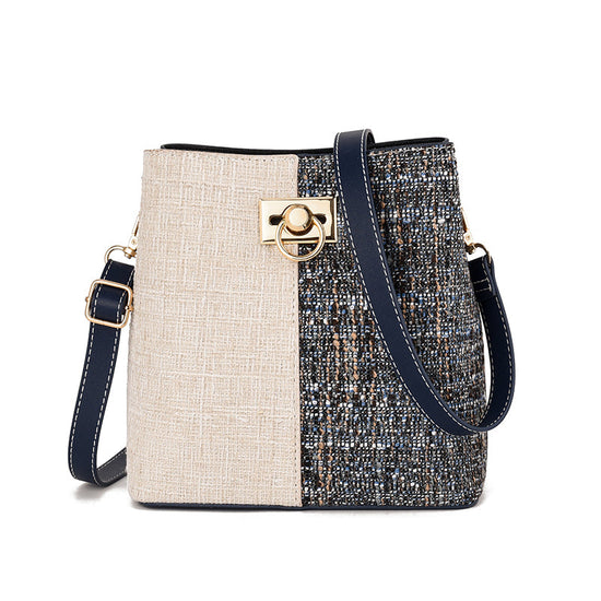 New Fashion Texture Bucket Bag - Foreign Gas Large Capacity Single Shoulder Diagonally Slant Color Bucket Bag