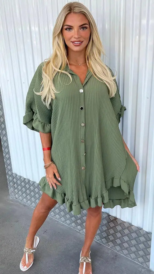 Ladies Pleated Dress Beauty hair & fashionfj