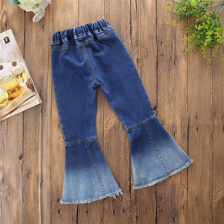 Children Fashion Jeans With Color Matching Horn Beauty hair & fashionfj