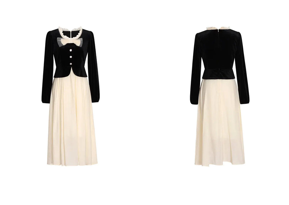 Velvet Fake Two-piece Dress Beauty hair & fashionfj