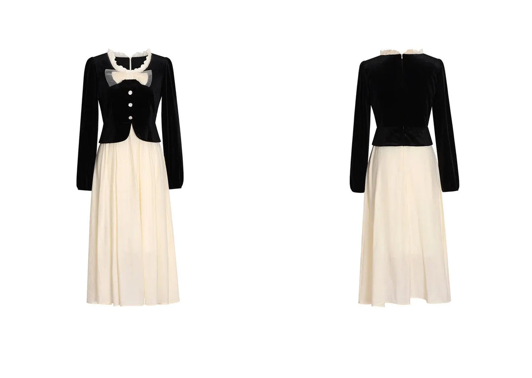 Velvet Fake Two-piece Dress Beauty hair & fashionfj