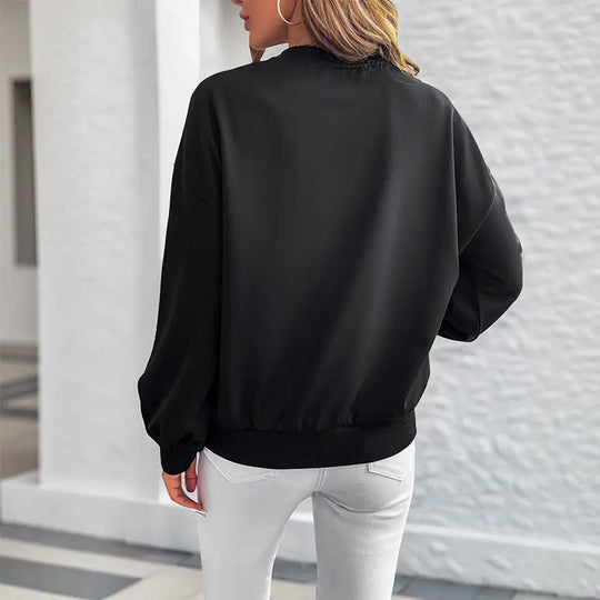 Women's Sweet Style Heart Printing Loose Round Neck Long Sleeve Sweater Beauty hair & fashionfj