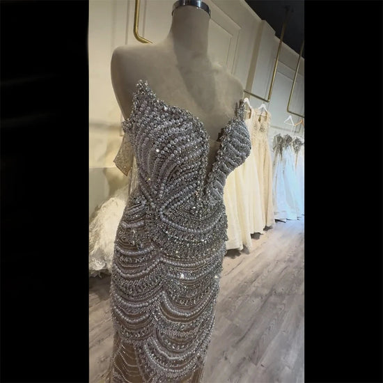 Serene Hill 2025 Customized Nude Silver Beaded Evening Dresses With Sparkling Crystal Embellishments For Formal Occasion LA72900 Beauty hair & fashionfj