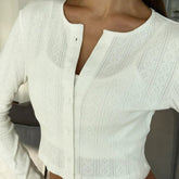 Cropped Knitted Cotton Jacquard Long-sleeved Trousers Cardigan Three-piece Set Beauty hair & fashionfj