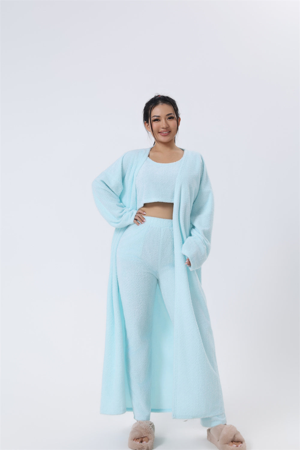 Cozy Pajama Set, 3 Piece Lounge Set, Cute Loungewear, Warm Suit Sets, Matching Set, Lounge Set, 3 Piece Pant Sets, Women Winter Dress Beauty hair & fashionfj