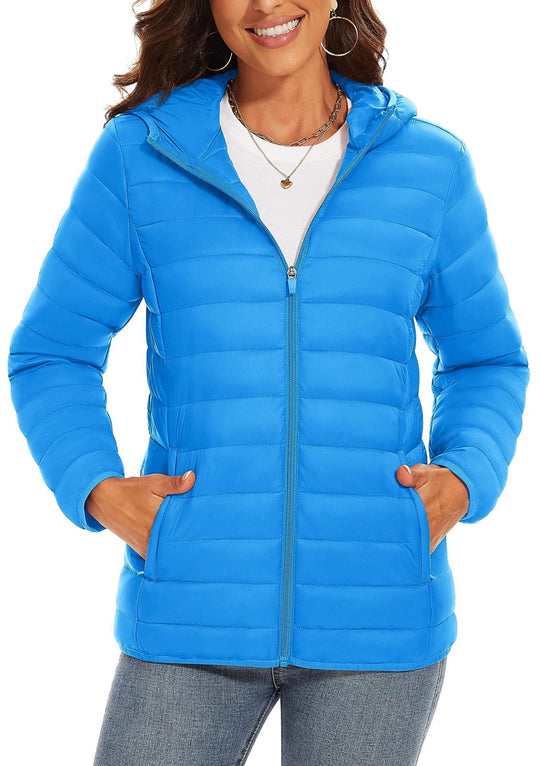 Hooded Down Jacket Zipper Winter Warm Coat Jacket Beauty hair & fashionfj