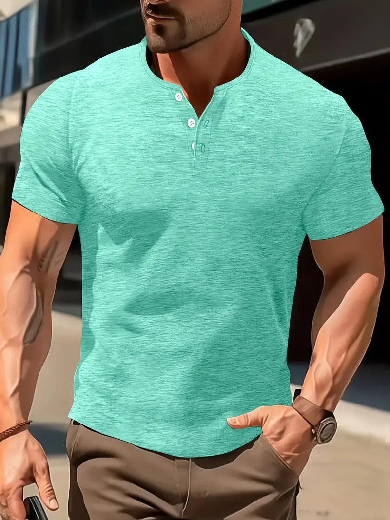 Men's Solid Color Casual Fashion Short Sleeved Shirt Beauty hair & fashionfj