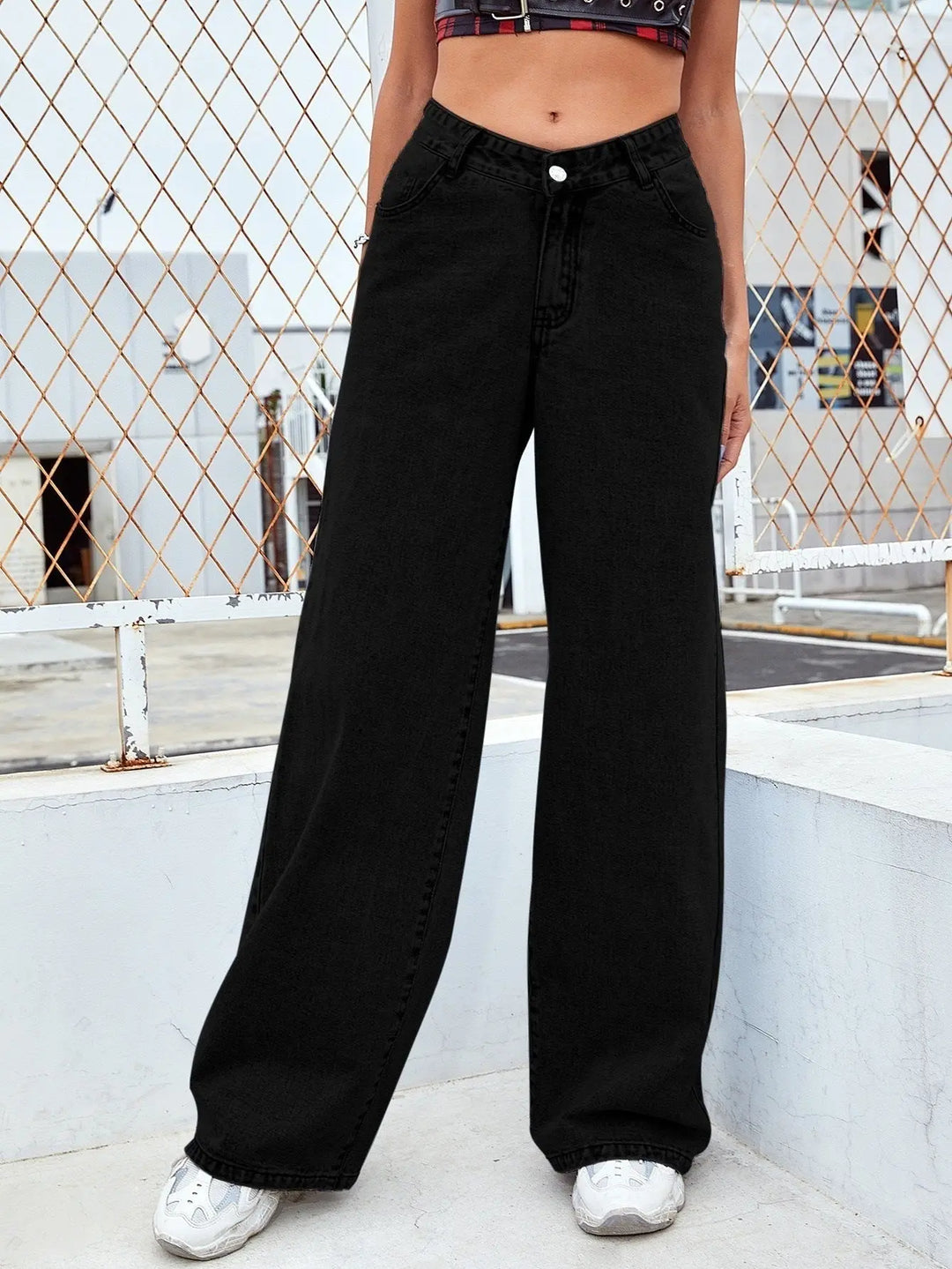 Washed Fashion Straight Jeans Women's Mid Waist Beauty hair & fashionfj