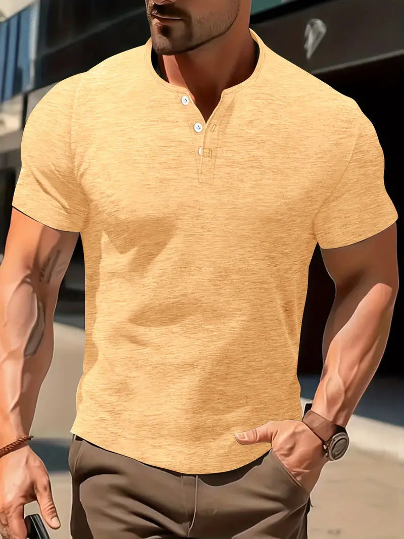 Men's Solid Color Casual Fashion Short Sleeved Shirt Beauty hair & fashionfj