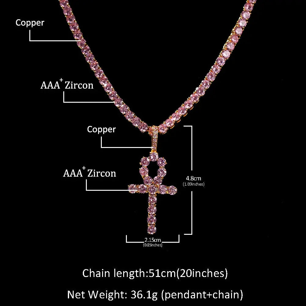 Women's Hip Hop Colorful Zircon Pendant Tennis Chain Beauty hair & fashionfj