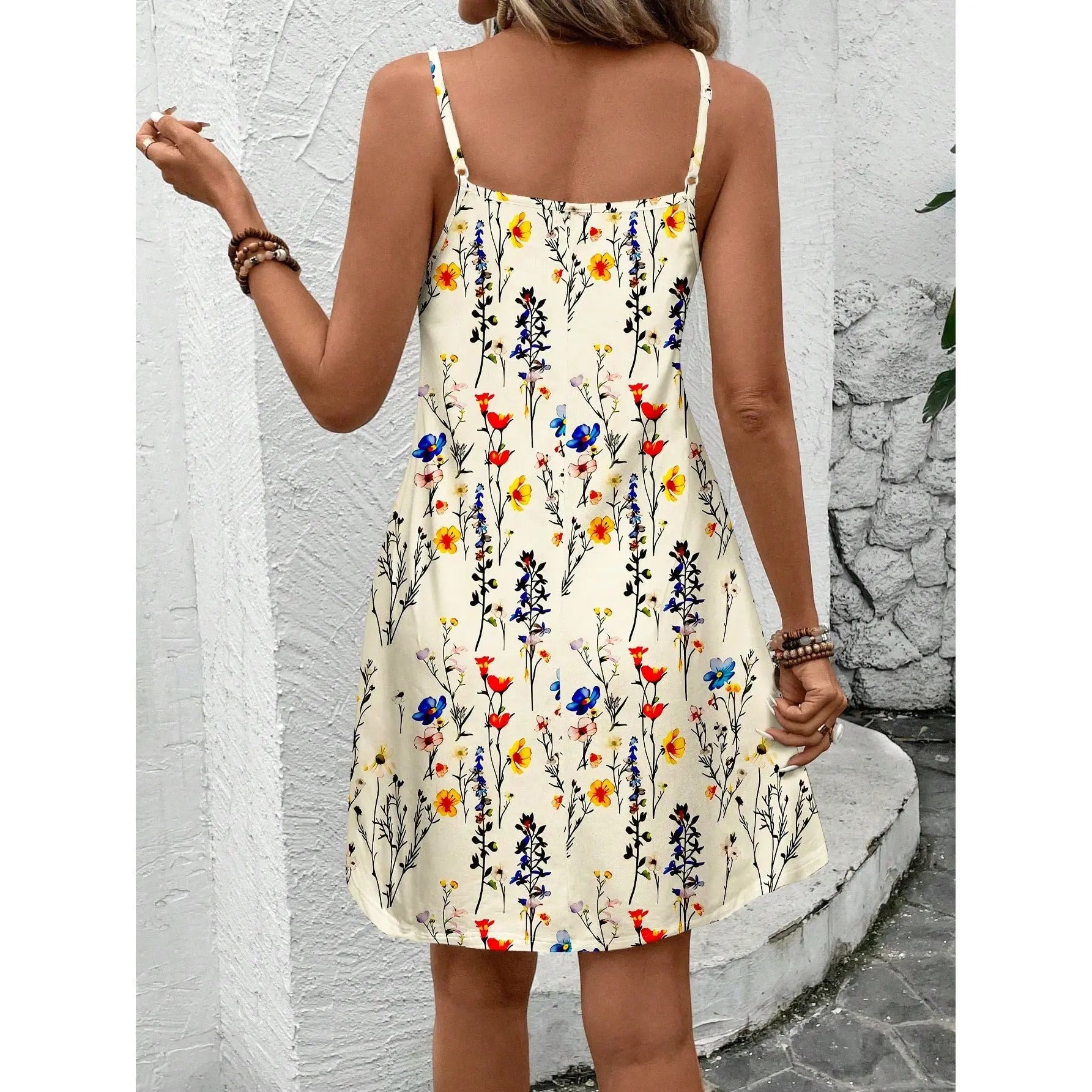 Casual Patchwork Sleeveless Printed Sling Women's Dress Beauty hair & fashionfj