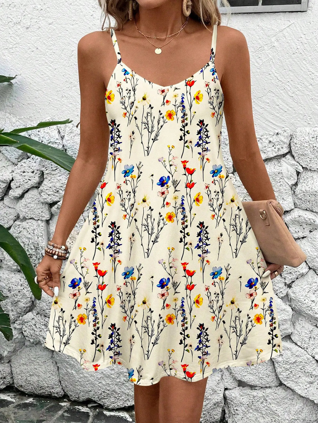 Casual Patchwork Sleeveless Printed Sling Women's Dress Beauty hair & fashionfj
