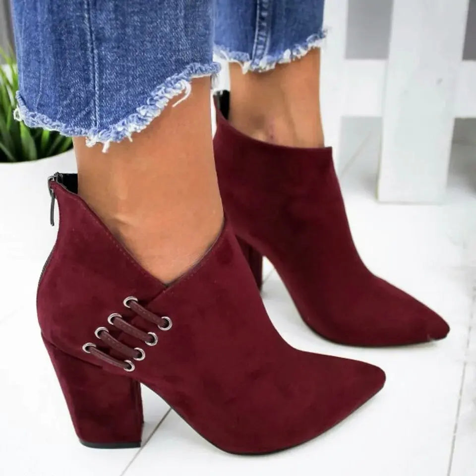 Fashion Ankle Boots Women Pointed-toe Zipper Shoes Lady Beauty hair & fashionfj