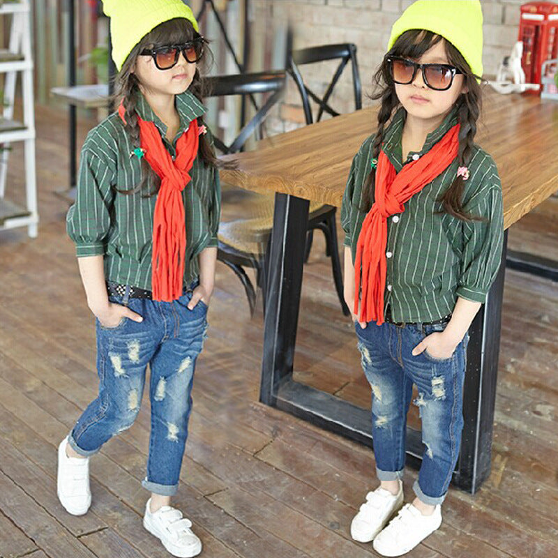 Children Children's Casual Loose Hole Jeans Beauty hair & fashionfj