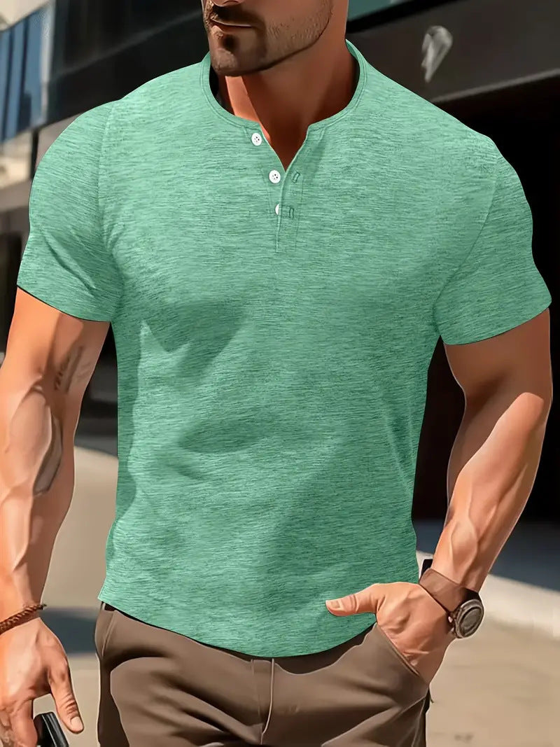 Men's Solid Color Casual Fashion Short Sleeved Shirt Beauty hair & fashionfj
