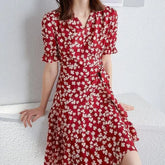 Summer New French Super Fairy Red Fairy Belly-covering Midi Dress Beauty hair & fashionfj