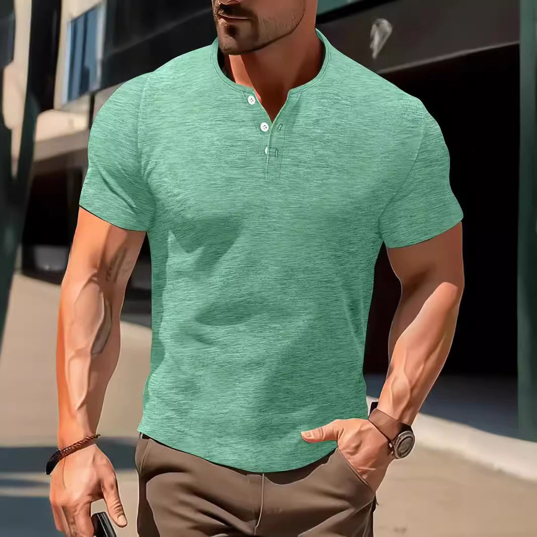 Men's Solid Color Casual Fashion Short Sleeved Shirt Beauty hair & fashionfj
